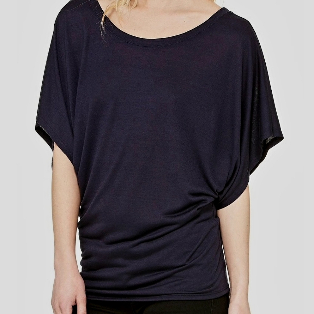 Max Studio Dark Blue Short Sleeve Top